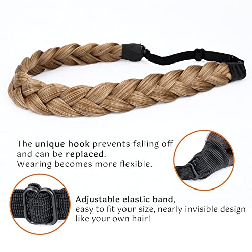 Gledola 2 Strands Fishtail Plaited Braids Headband Braided Synthetic Hair Elastic Stretch, Hair Accessory for Bride Women - Image 4