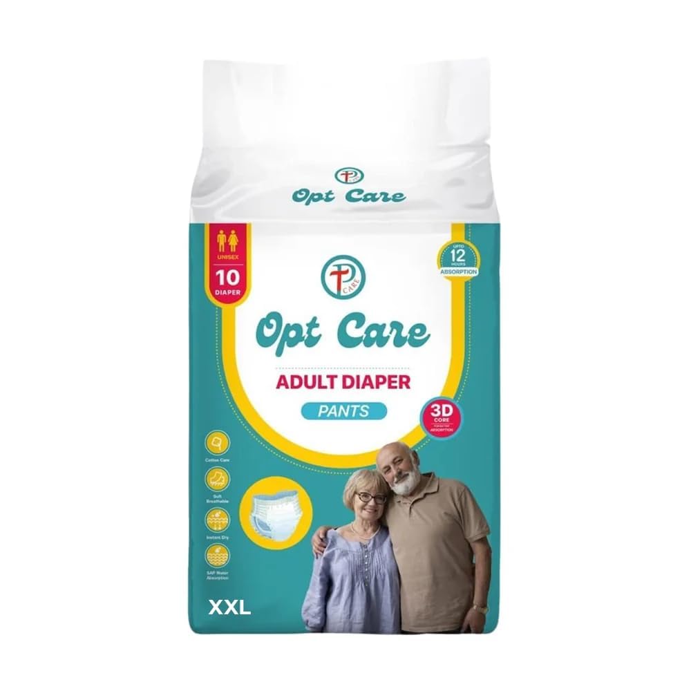 Opt Care Adult Diaper Pants XXL (110–154 cm) – Pack of 10 | Unisex Pull-Up Style Adult Diapers | 12-Hour Protection | 3D Absorption Core | Leak-Proof | Soft Breathable Material | Comfortable Fit for Men & Women-image-32