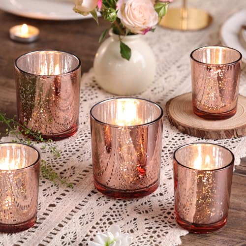 Volens 24pcs Assorted Rose Gold Votive Candle Holders for Wedding