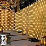 3M X 2M Net Lights Outdoor Mesh Net Lights for Bushes Plug in,200LED Outside Garden Tree Light Balcony Fence Fairy Light Waterproof Connectable with Remote for Gazebo Curtain(Warm White)
