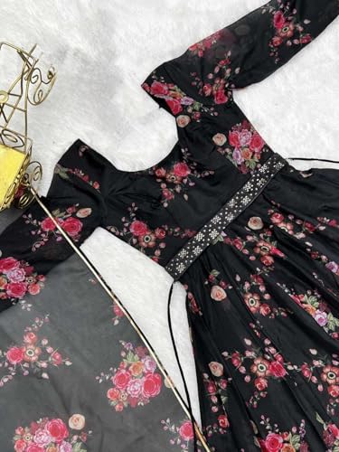 Image of Femvy Designer Printed Cotton Blend and Crepe Dress for Women 218 1