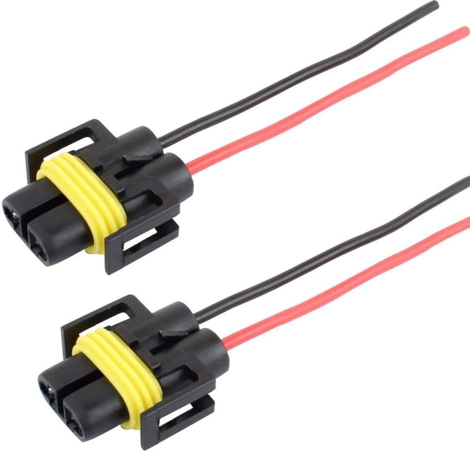 ETbotu 2Pcs H11/H8 Female Head Extension Connector Plug Socket with Wire Harness Heavy Duty Adapter