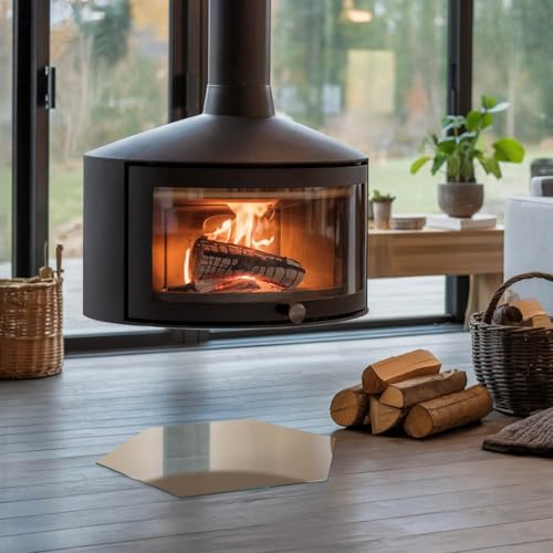 Placa para chimenea de vidrio templado para proteger el parqué de chispas 3