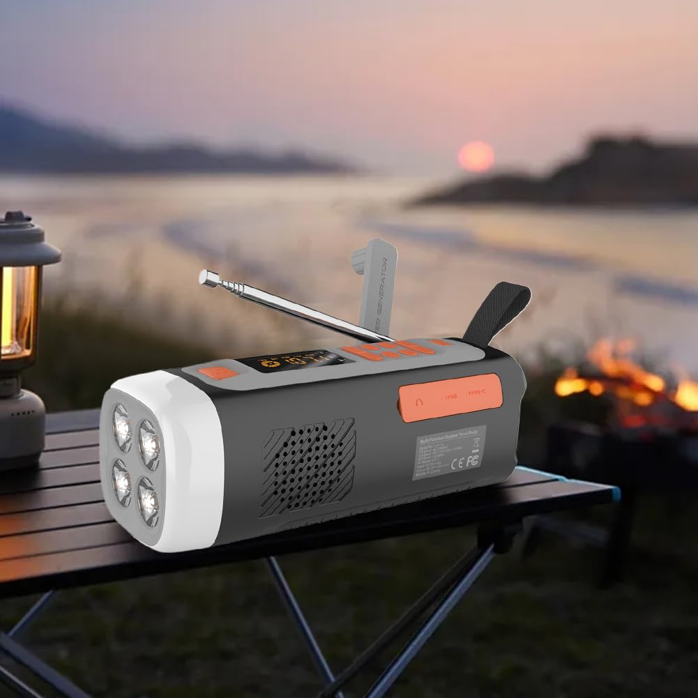 4500mAh Emergency Am/FM/SW Radio BT BT ALTAUS USB C/Solar/Hand Crank Cargando la Linterna de Radio portátil SOS para Acampar