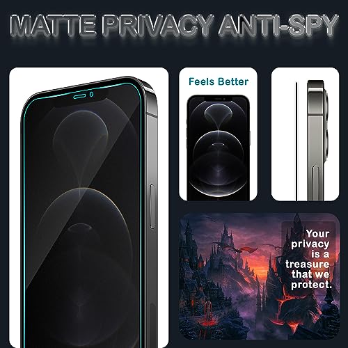 Image of ArmourPro Matte Privacy Tempered Glass for iPhone 12 Pro Max, Anti-Spy Anti-Glare Screen Protector, Edge-to-Edge Full Coverage, 9H Anti Scratch, Smooth Touch, Easy Installation Kit with Cable Protector