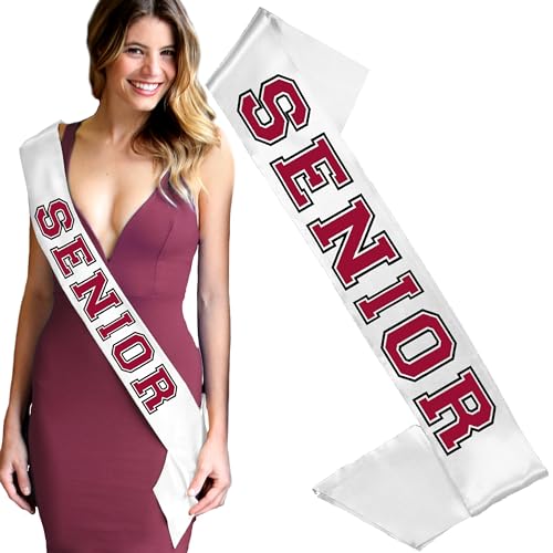 RhinestoneSash Maroon Senior Sashes - PREMIUM SATIN Class of 2025 2026 Sash - Burgundy Senior Night Party Favors