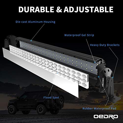 Image of OEDRO 52 Inch LED Light Bar w /2Pcs 4 inch Spot Off Road Driving Light Pods | 758W 66430LM Tri-Row Combo Beam w /Wiring Harness & Upper Roof Windshield Mounting Bracket Fit for 07-18 Jeep JK Wrangler