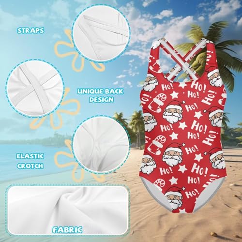 Image of One Piece Swimsuit for Girls Kids Quick Dry Bathing Suit with Crossback Strap Summer Beach Swimwear Size 5T-14