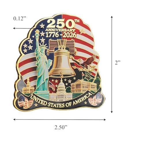 Imán decorativo colección 250o Aniversario USA oro miniatura 3