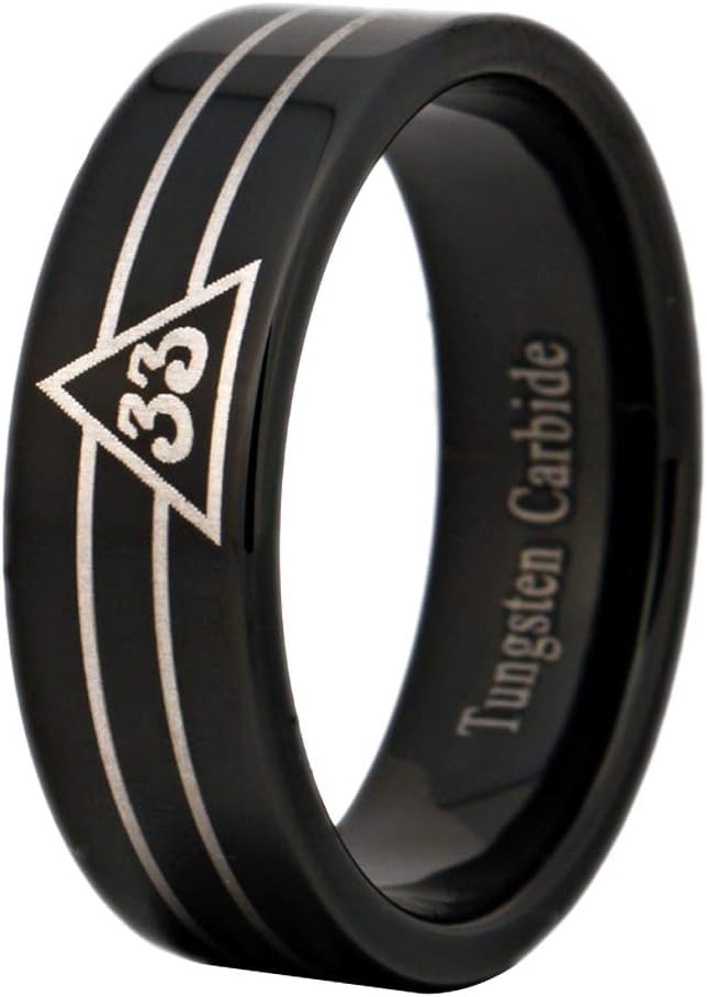 CLOUD DANCER 8mm Width 33rd Degree Masonic Band Rings | Degree Rings | Tungsten Carbide Rings -Free Engraving Inside