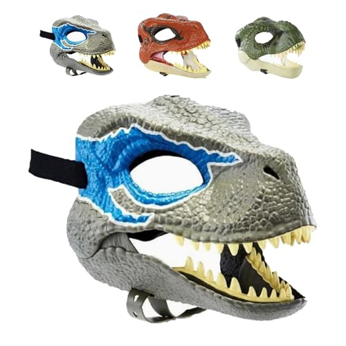 Dinosaur Mask Moving Jaw, Dinosaur Mask for Dogs, Realistic Latex Animal Masks, Realistic Design for Christmas Halloween (Blue)