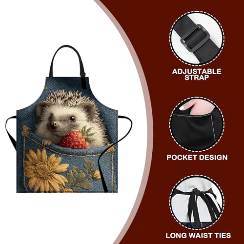 Image of Nuxovilar Cute Apron with Pockets, 26.77 * 30.7 Inches, Versatile for Meal Prep, Baking, Holiday Cooking