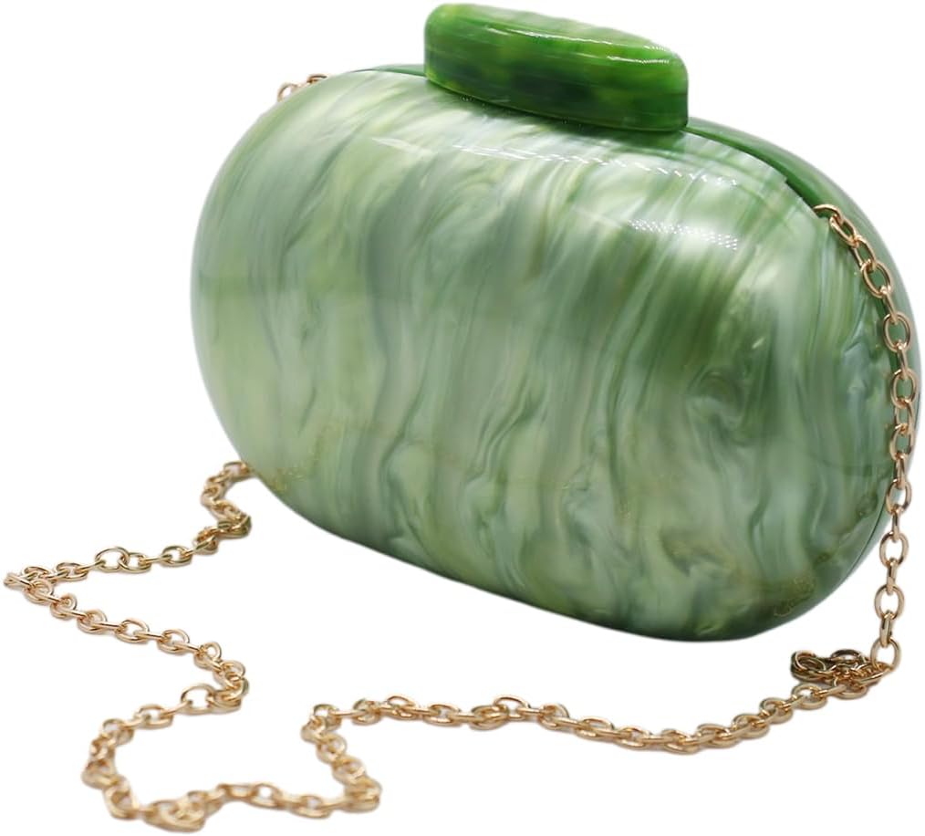 Acrylic Evening Clutch Bag for Women Shell Shape Shoulder Crossbody Bag Glitter Marble Purse Handbag - Image 3