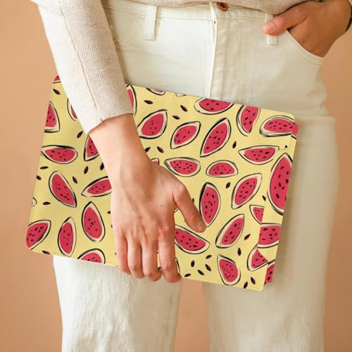 Housse ordinateur portable 13,8 x 10,2 jaune pastèque doublure celvet