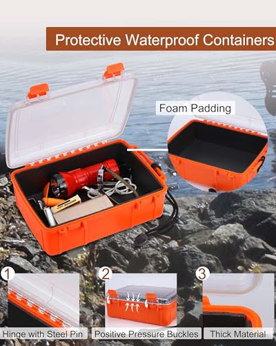 Caja seca impermeable para bote, contenedor flotante para kayak y navegación - Estuche de almacenamiento impermeable a prueba de aplastamiento para teléfonos con cuerda y bisagras de acero miniatura 3