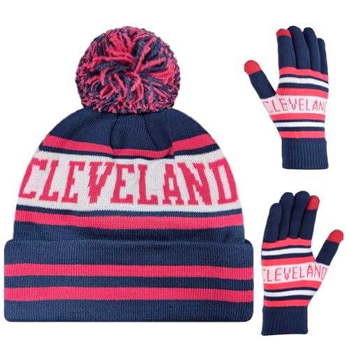Vintage Classic Skull Cap Beanie Hat Cuffed Winter Hat Knit Comes with Warm Gloves Gifts for Unisex Fans