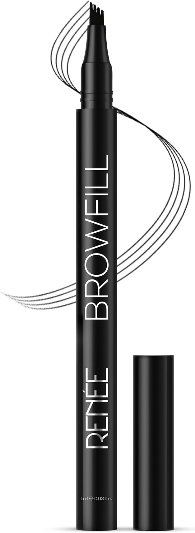 RENEE Browfill Eyebrow Pen - Black | Waterproof & Smudge-Proof | One Swipe Application | Micro Precision | Natural & Long-Lasting Finish | For Denser & Fuller Eyebrows | Easy to Use | Cruelty-Free