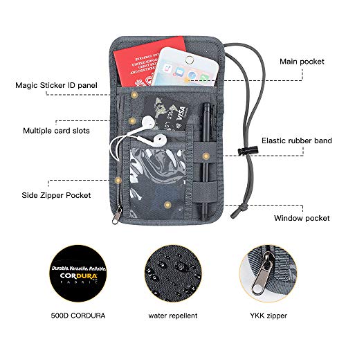 Excellent Elite Spanker Passport Holder Neck Pouch Rfid Nylon Blocking Travel Neck Wallet Id Card Organizer Pouch With Neck Lanyard(Grey) #TOP2