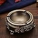 Feximzl Vintage Metal Ashtray with Embossed Flower for Outdoor & Indoor Use