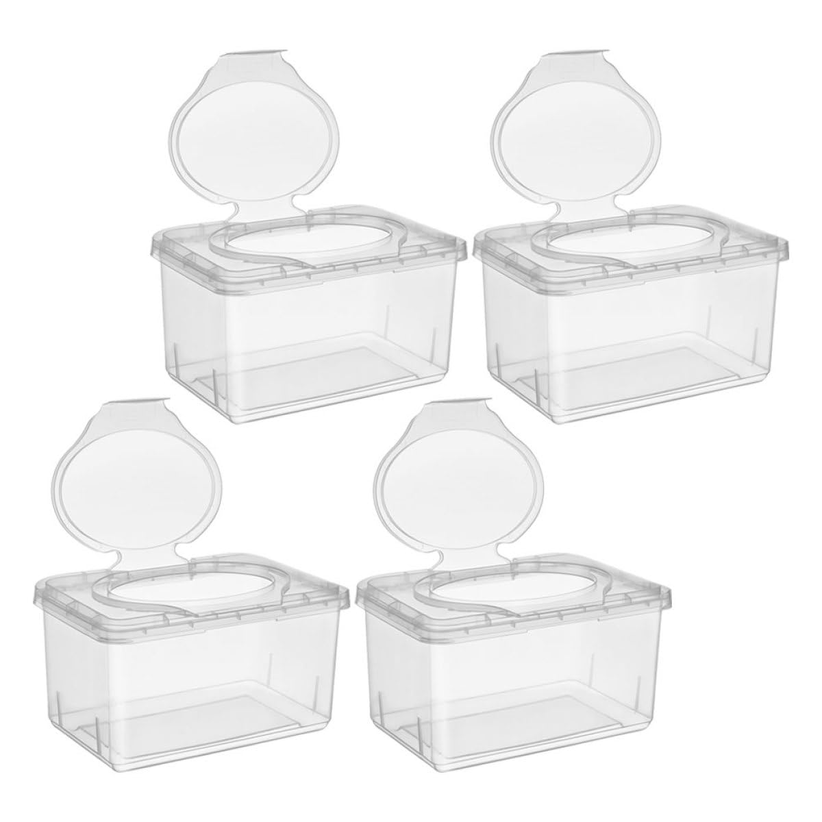 4pcs Refillable Wipes Holder with Lid, Non-Slip Plastic Wipe Container Dustproof Case for Nursery and Travel Use, Portable Wet Tissue Dispenser for Babies and Adults