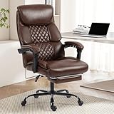 Office Chair, Executive High Back Leather Home Office Desk Chair with Footrest & Lumbar Support - Ergonomic Reclining Comfortable Wide Swivel Rolling Gaming Computer Chair 90-135Β° Adjustable Tilt Lock