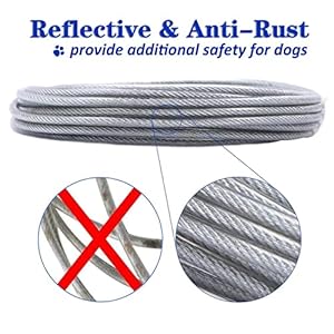   Dog-Tie-Out-Cable-for-Dogs-Outside-Up-to-125250lbs10203050FT-Long-Dog-LeashesChainsSmall-Large-Dogs-Runner-Cable-for-YardHeavy-Duty-Dog-Lead-Line-for-OutdoorCampingYard250lbs-20FT-Silver