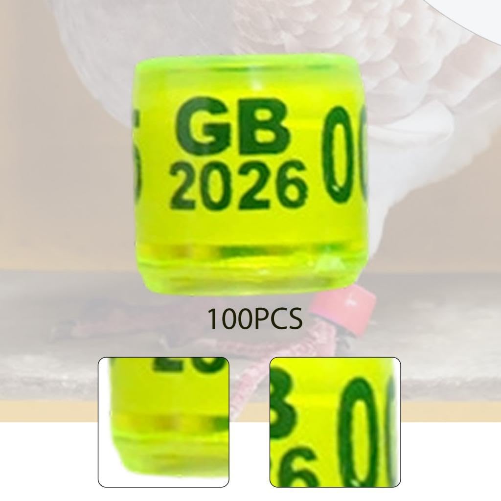 KESOTO 100 Pezzi Anelli per Zampe di 2026 Anelli identificativi per Zampe di Colomba per fringuelli Bantam e, Giallo Chiaro Regno Unito