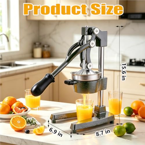 Florisun Lemon Squeezer, Large Capacity Manual Cast Iron Juicer, Heavy Duty Hand Juicer, Max Juice Extraction Fruit Juicer Press, Exprimidor de Limones for Lemon Orange Citrus Lime etc. by Florisun - Used condition - Image 2
