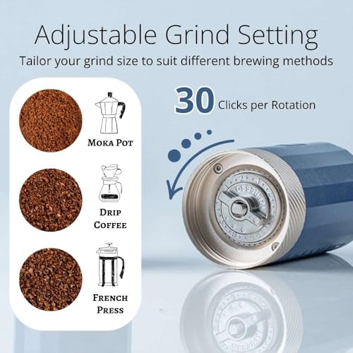 Image of 1Zpresso Q Air Manual Coffee Grinder-Black, Mini Slim Travel Sized Fits in The Plunger, Stainless Steel Conical Burr, Numerical Adjustable Setting for Pour Over French Press Cold Brew