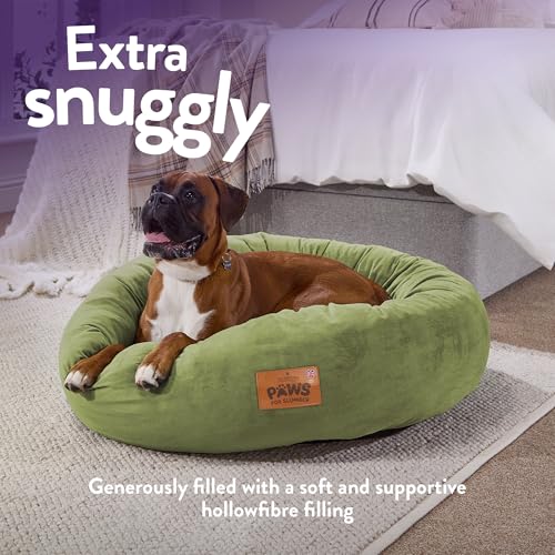 Slumberdown Donut XL Dog Bed (85 cm) - Soft, Supportive & Calming Nest for Puppy, Dogs & Cats | UK-Made, Washable, Non-Slip Base, Plush Cushioning Comfort in Green - Image 4