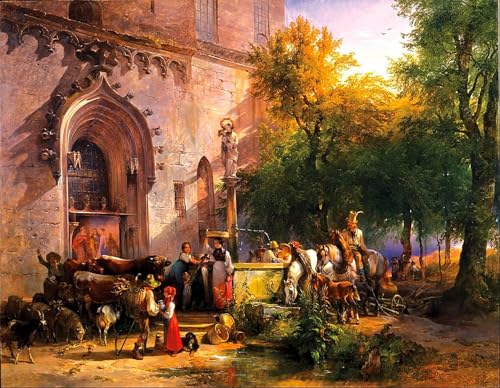 Pintura sobre lienzo de Friedrich Gauermann cuadro clasico para regalo