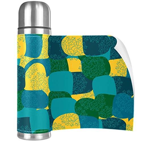 Stainless Steel Leather Vacuum Insulated Mug Abstract Thermos Water Bottle For Hot And Cold Drinks Kids Adults 16 Oz #TOP7