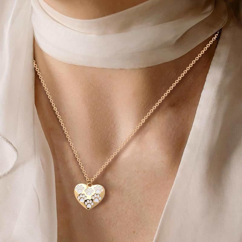Heart Necklace for Women Paw Print Necklace Pet Memorial Necklaces for Dogs Cat Lover Gifts for Women Gifts for Grieving Pet Owners Birthday Gift for Best Friend Family Heart Pendant Necklaces - Image 7