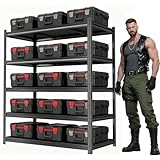 Beaunatixx 5Tier Garage Metal Shelving,3020 lbs Storage Shelves Heavy-Duty,40''W*18''D*72''H Adjustable Industrial Shelving Unit, Double-Layer Column with Reinforced Ribs for Basement Kitchens