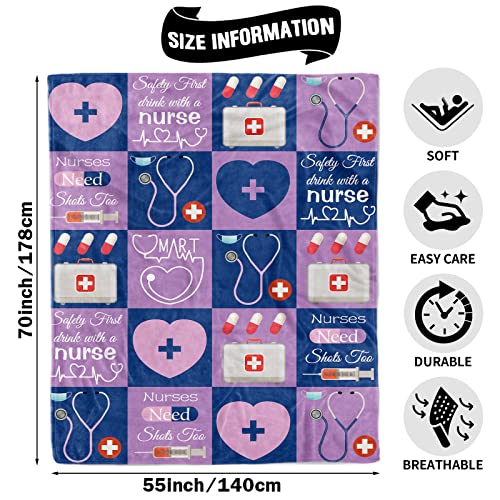 Nurse Gifts Soft Nurse Gifts for Women Throw Blanket Gifts for Nurses Nurses Week Gifts, Nurse Blanket - Image 2