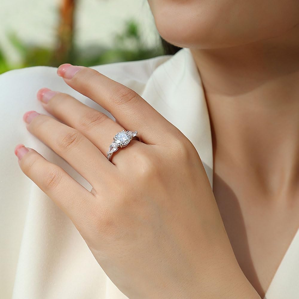 S925 Sterling Silver Ring Set with 2CT Moissanite Women's Fashion Jewelry