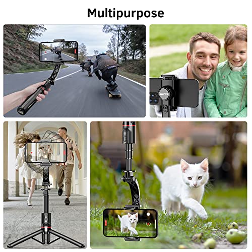 Smartphone Gimbal Stabilizer With Remote, Aluminum Extendable Selfie Stick Tripod, 360° Automatic Rotation, Auto Balance For Live Video Recording, Vlogging, Youtube Compatible With Iphone And Android #TOP6