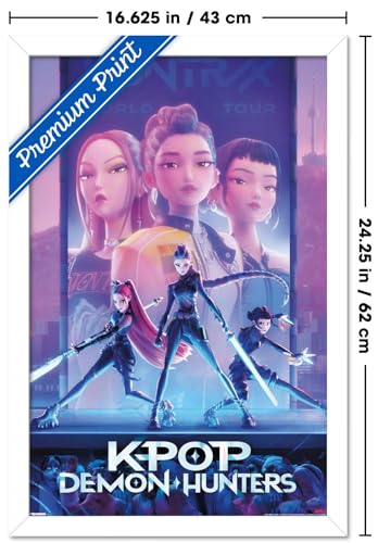 Image of Netflix KPop Demon Hunters (2025) - One Sheet Wall Poster, 22.4L inch x 14.7W inch, White Framed Version
