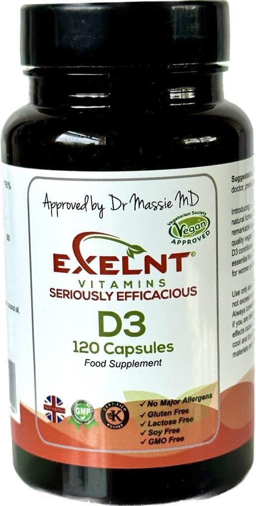 Vegan Vitamin D3 & K (from Alfalfa a Natural Nutrient-Rich Superfood) Doctor Massie Approved Seriously Strong Providing 250% of Your RDA 120 One A Day Micro Capsules UK Made to GMP Standards