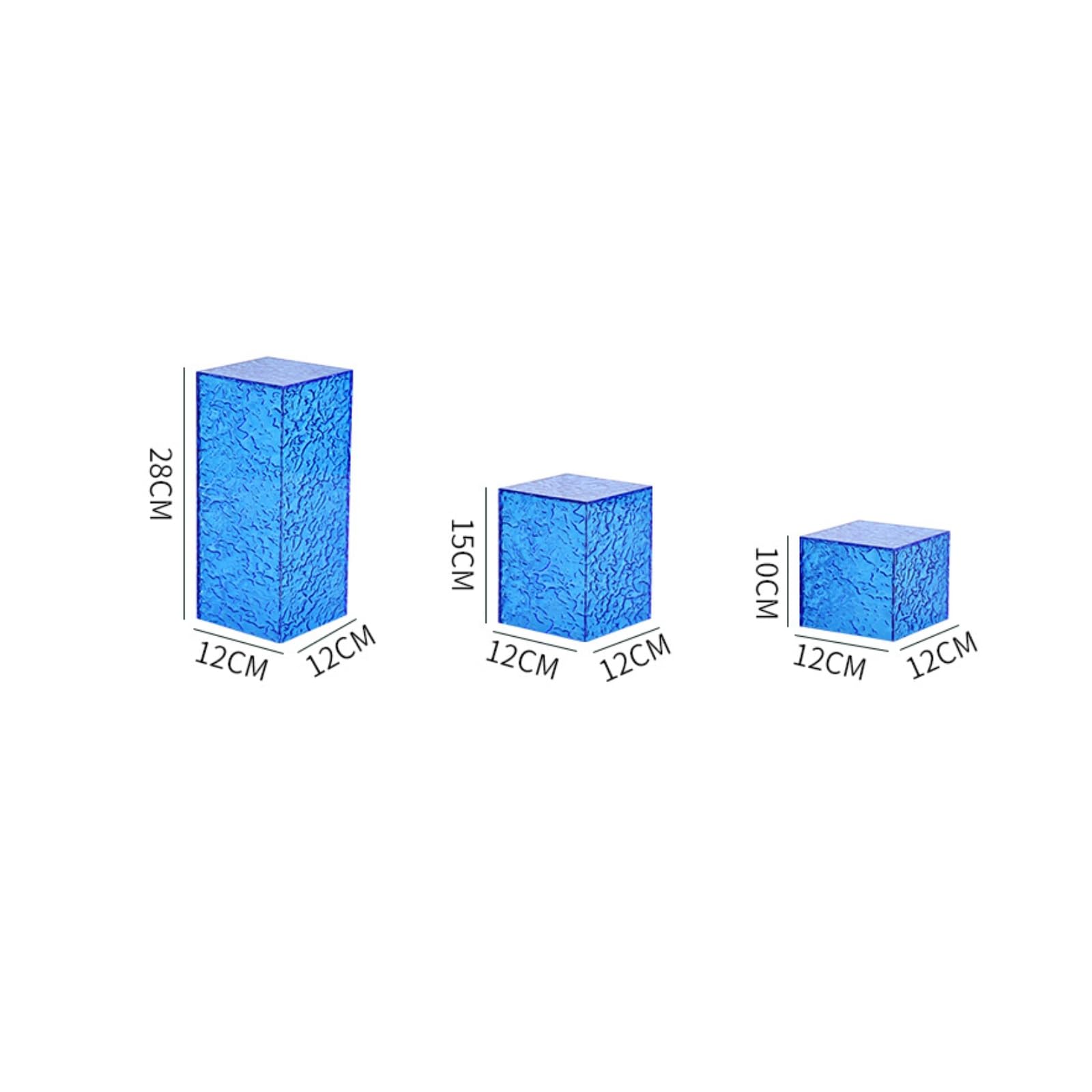 Acryl Präsentationsständer Kuchenständer Dessertständer Tortenständer mit Lichtfangender Textur für Aufwertung von, Blau, DREI-teiliges Set