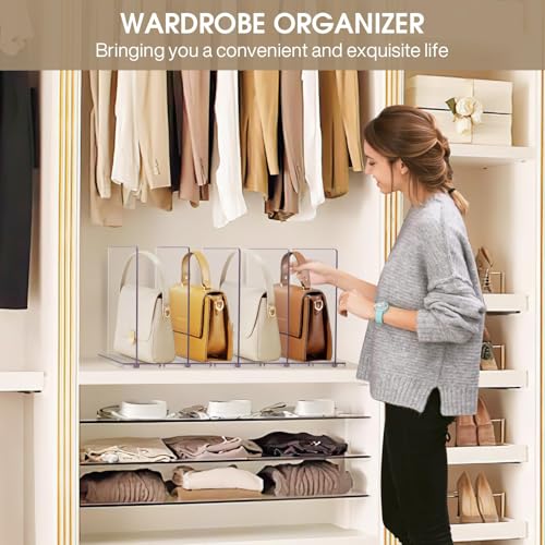 DoubleCare 5 StüCk Regaltrenner, Verstellbare Taschenteiler, Transparent Regalteiler Aus Acryl, Durchsichtige Handtaschen-Organizer FüR SchräNke