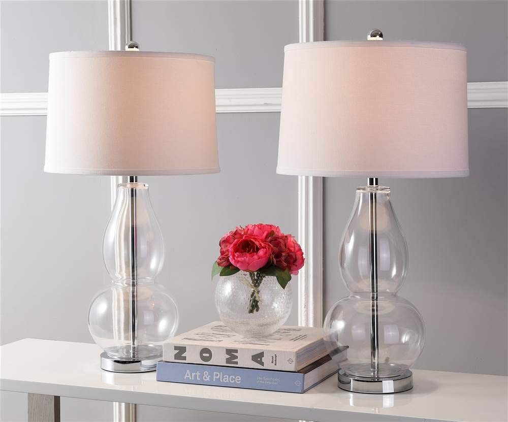 SAFAVIEH Vendome Clear Glass Table Lamp Set Of 2, 29.5 Inch, LED Bulbs Included