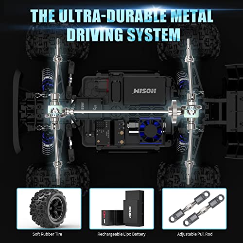 Hosim Rtr Remote Control Car,1:16 4Wd High Speed Rc Cars With Gps App For Adults, Radio Off Road Waterproof Hobby Grade Trucks Vehicle For Children 2 Batteries For 40+ Min Play #TOP2