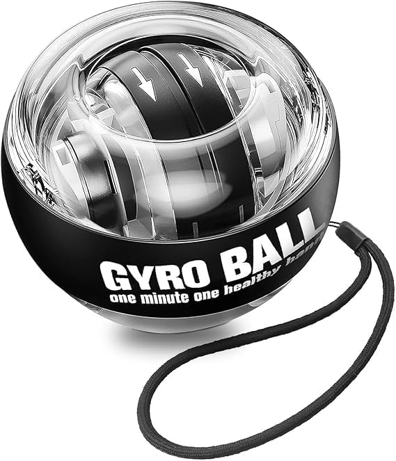 Auto-Start Wrist Power Gyro Ball, Wrist Strengthening Device, Exerciser Gyro Ball for Strengthen Arms, Fingers, Wrist Bones and Muscles with Colorful Lighting, Black-image-19