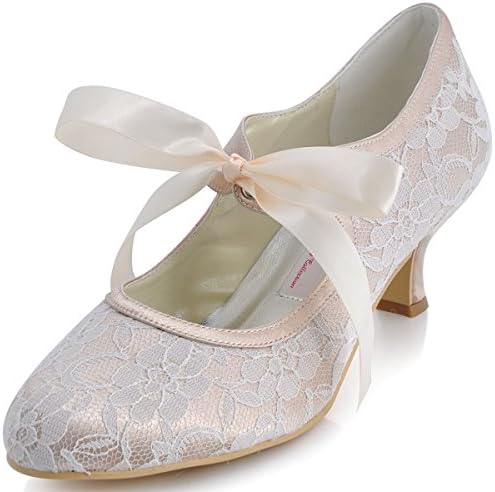 Amazon.com | ELEGANTPARK Lace Wedding Shoes Closed Toe Bridal Shoes ...