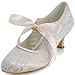 ELEGANTPARK A3039-2 Wedding Shoes for Bride Low Heel Mary Jane Shoes Women Comfortable Closed Toe Heels for Women Lace Evening Dress Bridal Pumps Champagne US 8