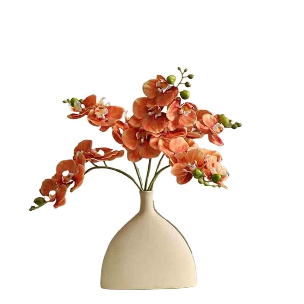 Bx9rE7tK3g Faux Flowers with Vase Orange Phalaenopsis Simulation Flower Single Fake Living Room Arrangement Desktop Decoration Artificial Flowers