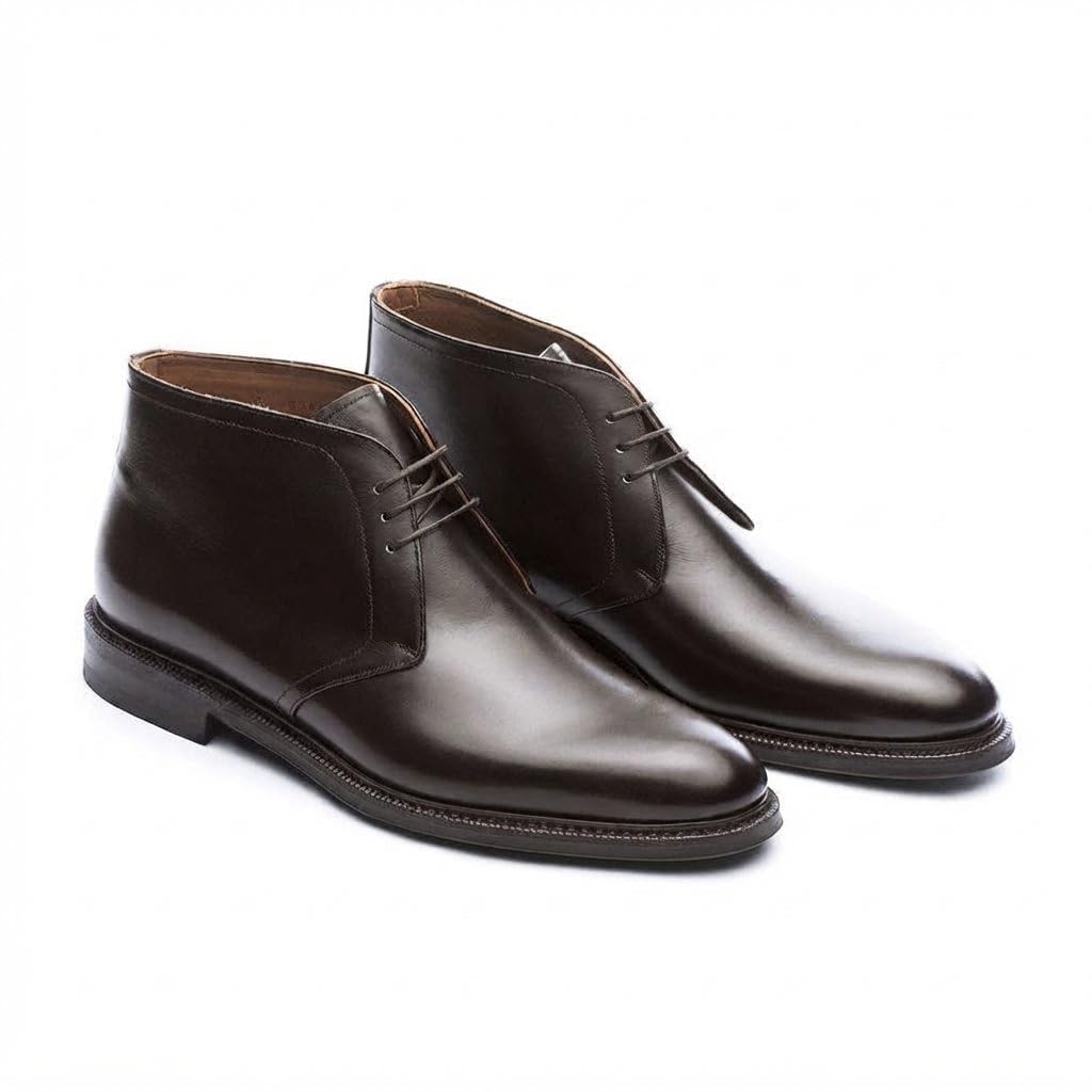 costoso italiano Exeter Height Increasing Chukka Boots for Men, Brown Leather Lace-Up Dress Ankle Boots-picture-34