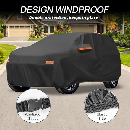 X AUTOHAUX Car Cover Outdoor Waterproof Sun Rain Snow Hail Protection with Left Side Door Zipper Aluminum Film for Honda Passport by X AUTOHAUX - Image 4