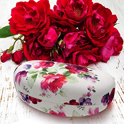 Floral Sunglasses Case, Large Hard Glasses Case | Eyeglass Case For Large To Extra Large Frames With Drawstring Pouch And Cleaning Cloth By Rachel Rowberry (As413 Cranberry Rose) #TOP1